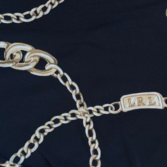 Lauren Ralph Lauren Equestrian Print Stretch Sheath Black with Gold Chains   8 - Picture 5 of 10